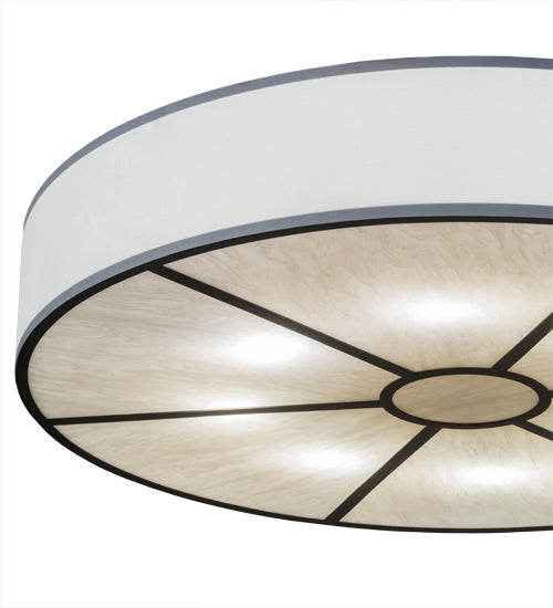 Meyda Lighting Cilindro 48" 8-Light Oil Rubbed Bronze Flush Mount Light With White Fabric & Whitestone Idalight Shade