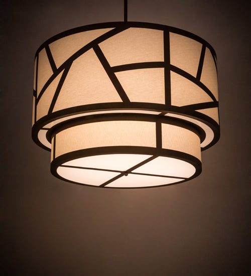 Meyda Lighting Cilindro 48" 8-Light Rustic Iron Rich Pendant Light With White Natural Textrene Shade