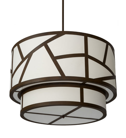 Meyda Lighting Cilindro 48" 8-Light Rustic Iron Rich Pendant Light With White Natural Textrene Shade