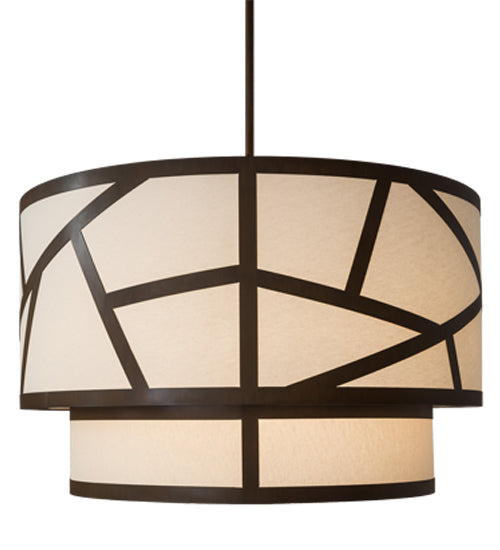 Meyda Lighting Cilindro 48" 8-Light Rustic Iron Rich Pendant Light With White Natural Textrene Shade