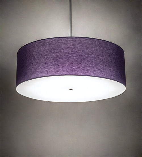Meyda Lighting Cilindro 48" 8-Light Sparkle Silver Pendant Light With Purple Textrene & Statuario Idalight Shade