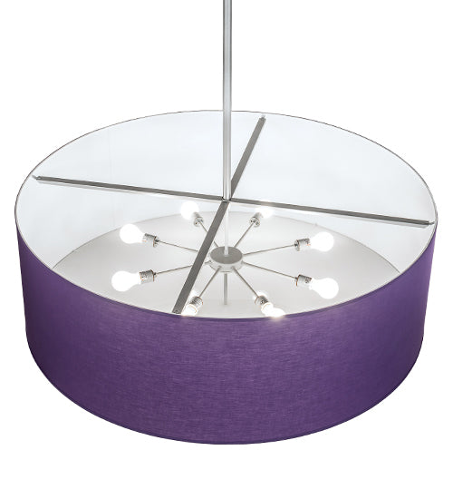 Meyda Lighting Cilindro 48" 8-Light Sparkle Silver Pendant Light With Purple Textrene & Statuario Idalight Shade