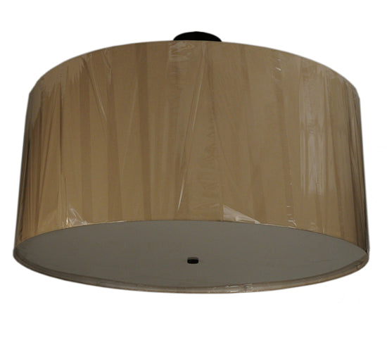 Meyda Lighting Cilindro 48" 8-Light Textured Black Semi-flush Mount Ceiling Light With Beige Textrene & Statuario Idalight Shade