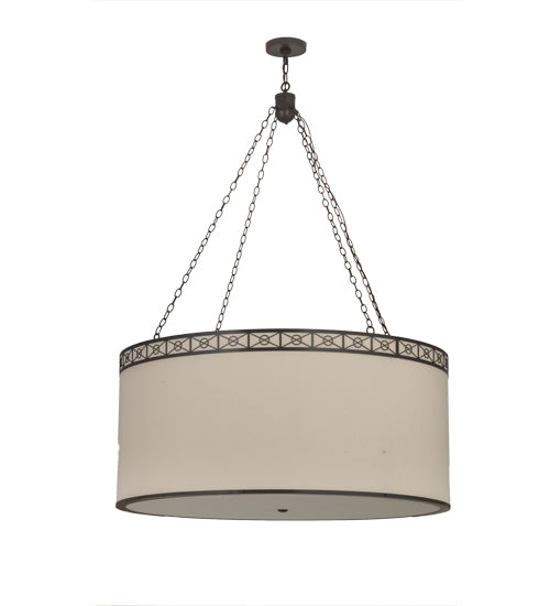 Meyda Lighting Cilindro 48" 8-Light Timeless Bronze Circle X Pendant Light With Natural Textrene Shade