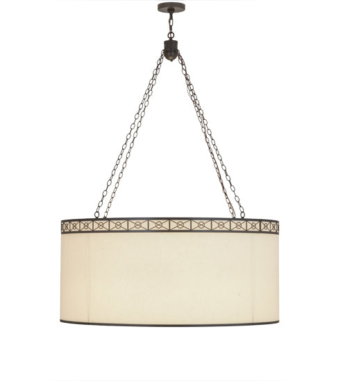 Meyda Lighting Cilindro 48" 8-Light Timeless Bronze Circle X Pendant Light With Natural Textrene Shade