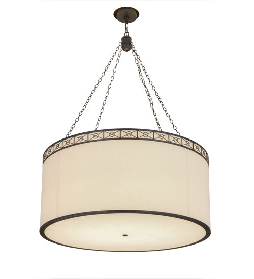 Meyda Lighting Cilindro 48" 8-Light Timeless Bronze Circle X Pendant Light With Natural Textrene Shade