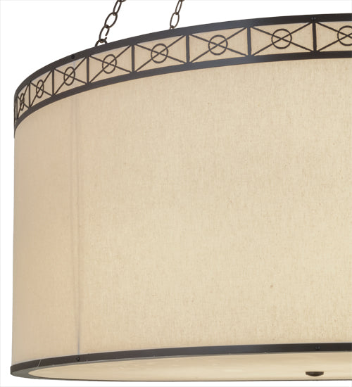 Meyda Lighting Cilindro 48" 8-Light Timeless Bronze Circle X Pendant Light With Natural Textrene Shade