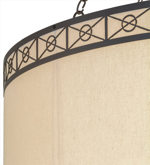 Meyda Lighting Cilindro 48" 8-Light Timeless Bronze Circle X Pendant Light With Natural Textrene Shade