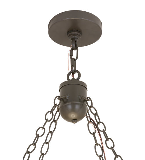 Meyda Lighting Cilindro 48" 8-Light Timeless Bronze Circle X Pendant Light With Natural Textrene Shade