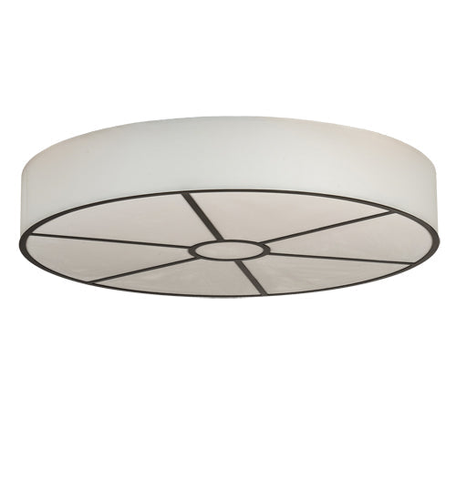Meyda Lighting Cilindro 48" 8-Light Timeless Bronze Flush Mount Light With White Eggshell Textrene And Statuario Idalight Shade