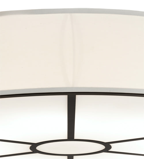 Meyda Lighting Cilindro 48" 8-Light Timeless Bronze Flush Mount Light With White Eggshell Textrene And Statuario Idalight Shade
