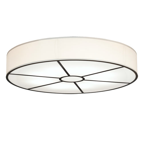 Meyda Lighting Cilindro 48" 8-Light Timeless Bronze Flush Mount Light With White Eggshell Textrene And Statuario Idalight Shade