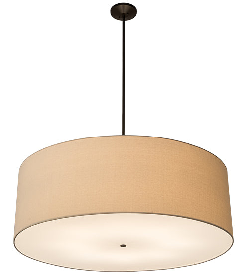 Meyda Lighting Cilindro 48" 8-Light Timeless Bronze Pendant Light With Beige Natural Textrene and White Statuario Idalight Shade Glass