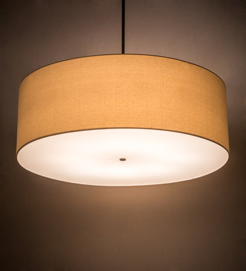 Meyda Lighting Cilindro 48" 8-Light Timeless Bronze Pendant Light With Beige Natural Textrene and White Statuario Idalight Shade Glass