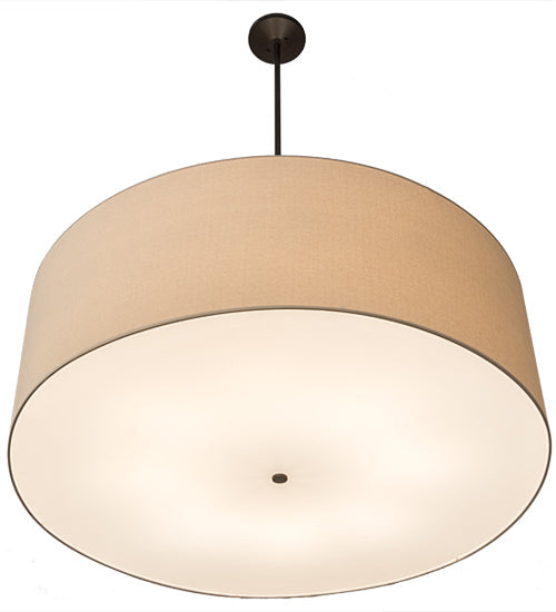 Meyda Lighting Cilindro 48" 8-Light Timeless Bronze Pendant Light With Beige Natural Textrene and White Statuario Idalight Shade Glass
