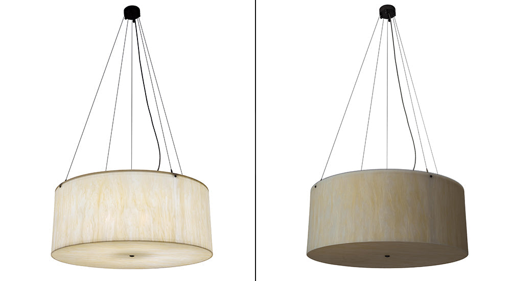 Meyda Lighting Cilindro 48" 8-Light Timeless Bronze Pendant Light With Beige Sahara Taupe Idalight Shade Glass