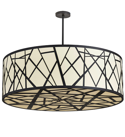 Meyda Lighting Cilindro 48" 8-Light Wrought Iron Rich Pendant Light With Ivory Provostone Idalight Shade Glass