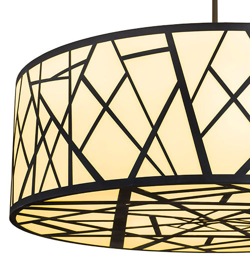 Meyda Lighting Cilindro 48" 8-Light Wrought Iron Rich Pendant Light With Ivory Provostone Idalight Shade Glass