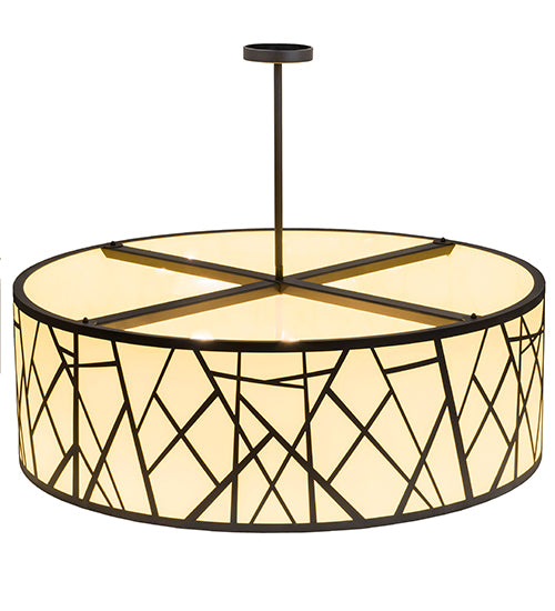Meyda Lighting Cilindro 48" 8-Light Wrought Iron Rich Pendant Light With Ivory Provostone Idalight Shade Glass