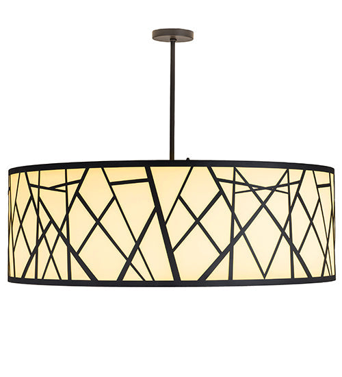 Meyda Lighting Cilindro 48" 8-Light Wrought Iron Rich Pendant Light With Ivory Provostone Idalight Shade Glass