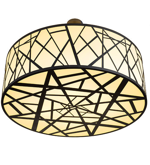 Meyda Lighting Cilindro 48" 8-Light Wrought Iron Rich Pendant Light With Ivory Provostone Idalight Shade Glass