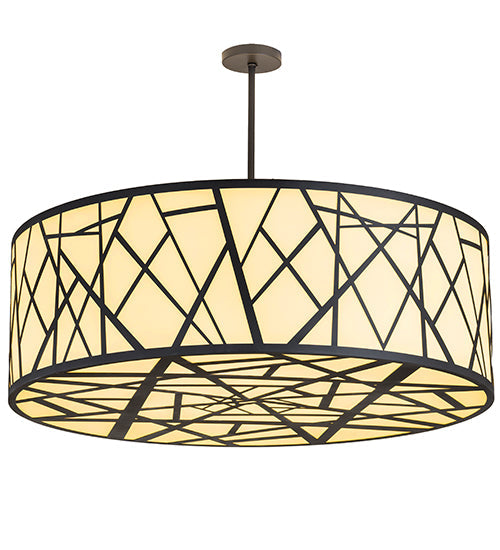 Meyda Lighting Cilindro 48" 8-Light Wrought Iron Rich Pendant Light With Ivory Provostone Idalight Shade Glass