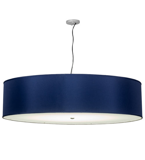 Meyda Lighting Cilindro 48" LED Brushed Nickel Pendant Light With Blue Textrene & Statuario Idalight Shade