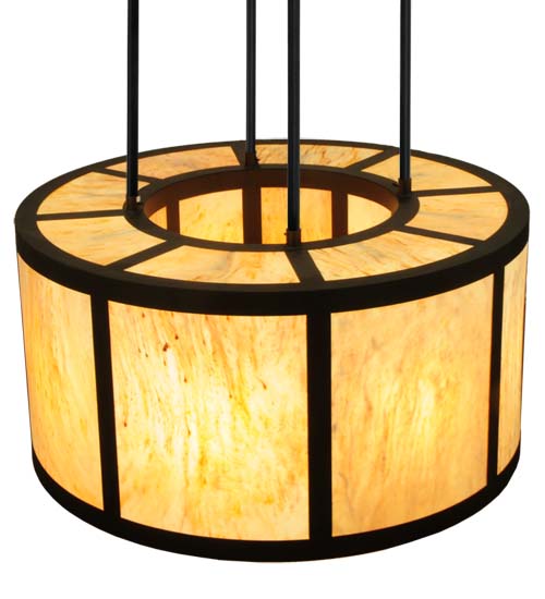 Meyda Lighting Cilindro 48"W x 148"H 8-Light Oil Rubbed Bronze Vicksburg Semi-flush Mount Ceiling Light With Randsburg Rock Idalight Shade