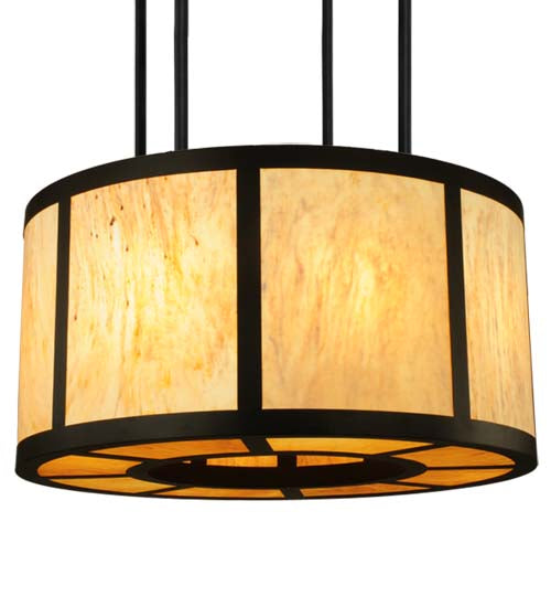 Meyda Lighting Cilindro 48"W x 148"H 8-Light Oil Rubbed Bronze Vicksburg Semi-flush Mount Ceiling Light With Randsburg Rock Idalight Shade