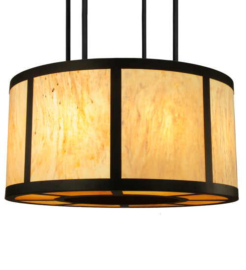 Meyda Lighting Cilindro 48"W x 148"H 8-Light Oil Rubbed Bronze Vicksburg Semi-flush Mount Ceiling Light With Randsburg Rock Idalight Shade