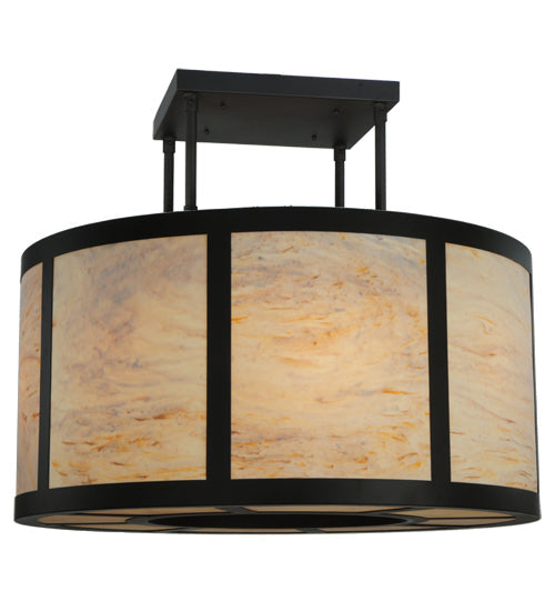 Meyda Lighting Cilindro 48"W x 38"H 8-Light Oil Rubbed Bronze Vicksburg Semi-flush Mount Ceiling Light With Randsburg Rock Idalight Shade