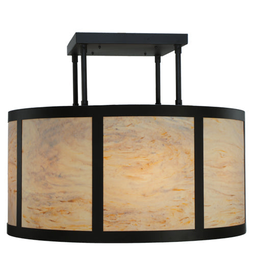 Meyda Lighting Cilindro 48"W x 38"H 8-Light Oil Rubbed Bronze Vicksburg Semi-flush Mount Ceiling Light With Randsburg Rock Idalight Shade