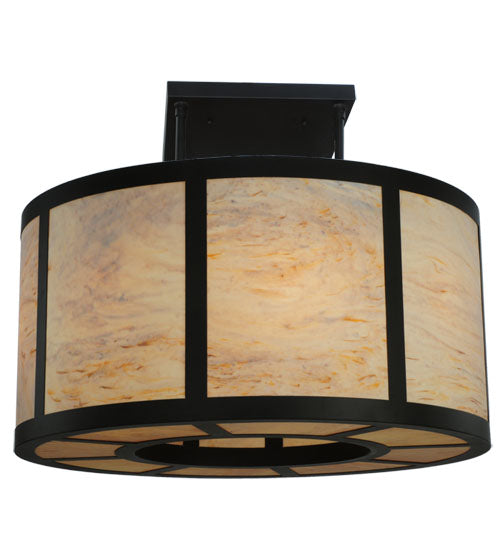 Meyda Lighting Cilindro 48"W x 38"H 8-Light Oil Rubbed Bronze Vicksburg Semi-flush Mount Ceiling Light With Randsburg Rock Idalight Shade