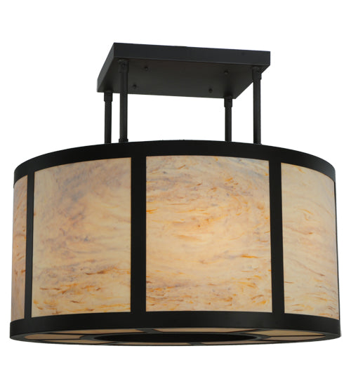 Meyda Lighting Cilindro 48"W x 38"H 8-Light Oil Rubbed Bronze Vicksburg Semi-flush Mount Ceiling Light With Randsburg Rock Idalight Shade