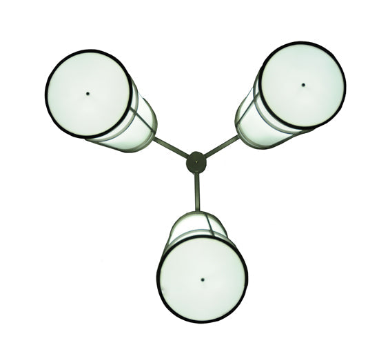 Meyda Lighting Cilindro 49" 3-Light Polished Nickel Jackson Hall Chandelier With White Statuario Idalight Shade