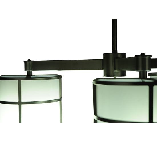 Meyda Lighting Cilindro 49" 3-Light Polished Nickel Jackson Hall Chandelier With White Statuario Idalight Shade