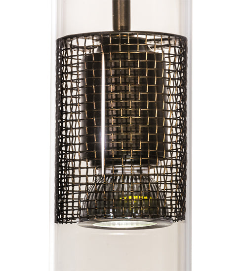 Meyda Lighting Cilindro 5" Antique Copper Golpe Mini Pendant Light With Clear Shade Glass