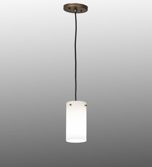 Meyda Lighting Cilindro 5" Antique Copper Mini Pendant Light With White Shade Glass
