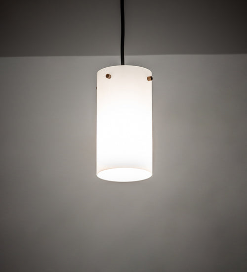 Meyda Lighting Cilindro 5" Antique Copper Mini Pendant Light With White Shade Glass