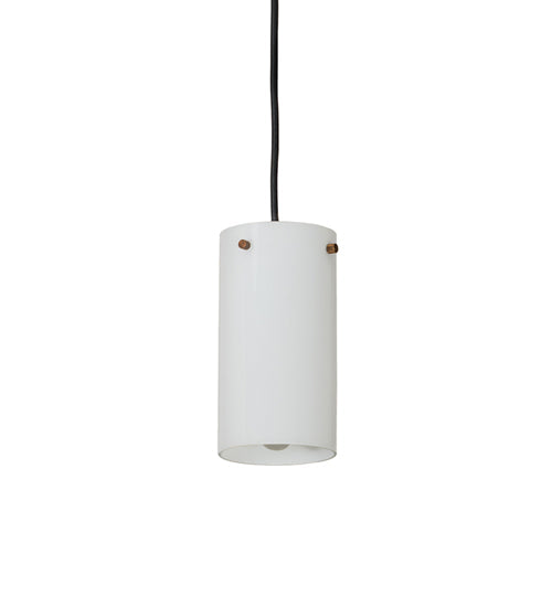 Meyda Lighting Cilindro 5" Antique Copper Mini Pendant Light With White Shade Glass