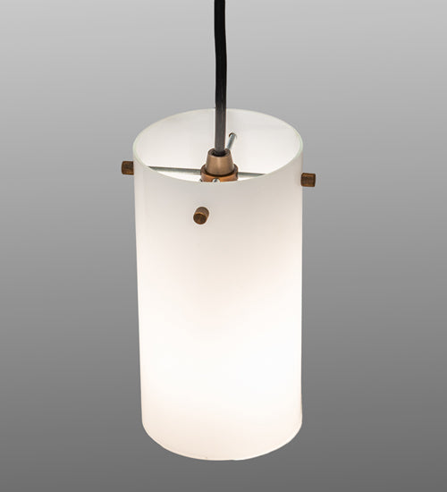 Meyda Lighting Cilindro 5" Antique Copper Mini Pendant Light With White Shade Glass