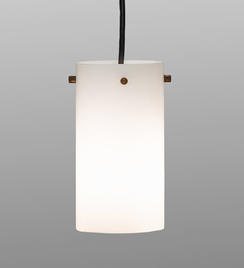 Meyda Lighting Cilindro 5" Antique Copper Mini Pendant Light With White Shade Glass