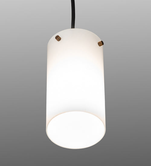 Meyda Lighting Cilindro 5" Antique Copper Mini Pendant Light With White Shade Glass