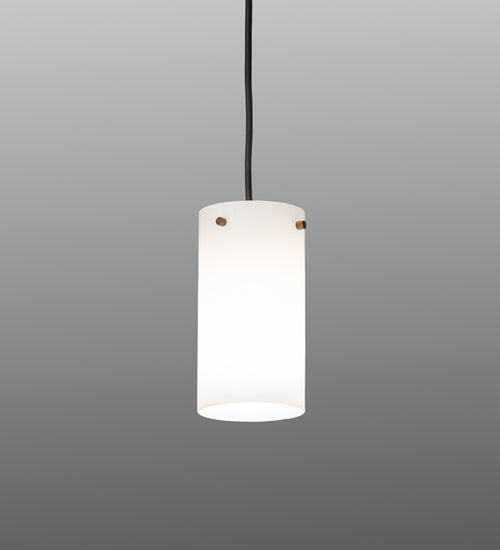 Meyda Lighting Cilindro 5" Antique Copper Mini Pendant Light With White Shade Glass