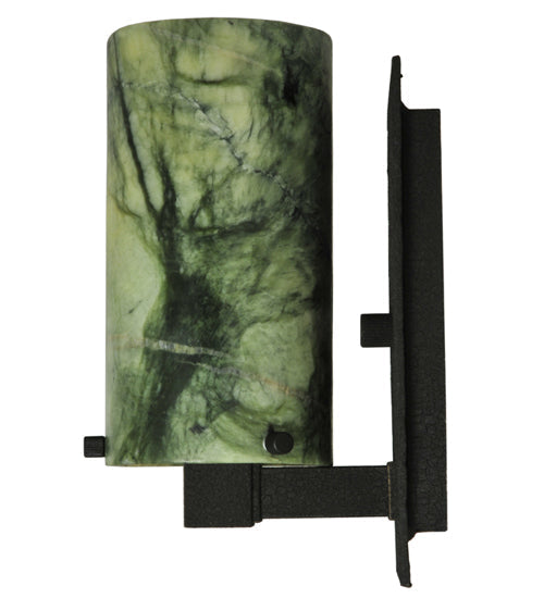 Meyda Lighting Cilindro 5" Black Wall Sconce With Light Dark Green Jadestone Shade