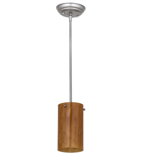 Meyda Lighting Cilindro 5" Brushed Nickel Mini Pendant Light With Ambra Siena Idalight Shade Glass