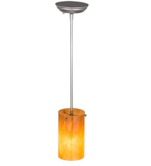 Meyda Lighting Cilindro 5" Brushed Nickel Mini Pendant Light With Ambra Siena Idalight Shade Glass