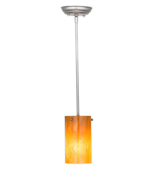 Meyda Lighting Cilindro 5" Brushed Nickel Mini Pendant Light With Ambra Siena Idalight Shade Glass