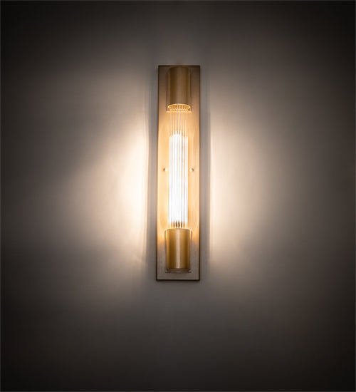 Meyda Lighting Cilindro 5" Champagne Metallic Pipette Wall Sconce With Clear Reeded Shade Glass
