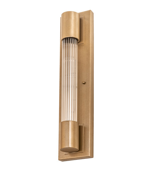 Meyda Lighting Cilindro 5" Champagne Metallic Pipette Wall Sconce With Clear Reeded Shade Glass